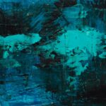 black teal and blue abstract painting